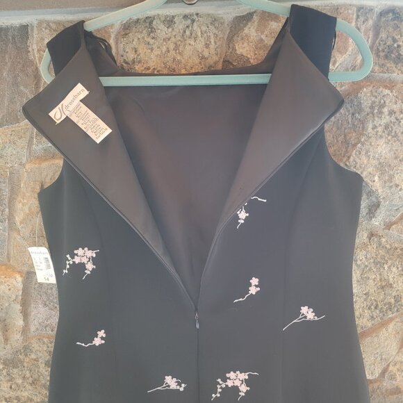 NWT - Fully Lined Black Dress Pink/White Embriodered (Sz 14) - Picture 2 of 9